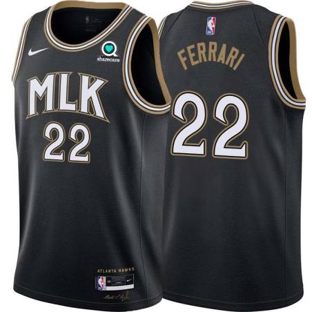 Black_City Al Ferrari Hawks #22 Twill Basketball Jersey FREE SHIPPING