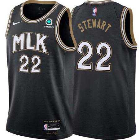 Black_City Norm Stewart Hawks #22 Twill Basketball Jersey FREE SHIPPING