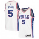 White Andres Nocioni Twill Basketball Jersey -76ers #5 Nocioni Twill Jerseys, FREE SHIPPING