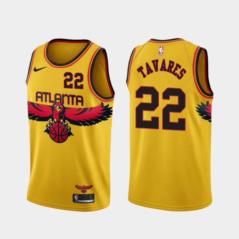 Yellow_City Edy Tavares Hawks #22 Twill Basketball Jersey FREE SHIPPING