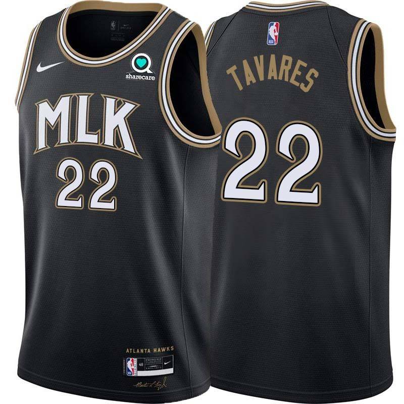 Black_City Edy Tavares Hawks #22 Twill Basketball Jersey FREE SHIPPING