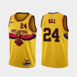 Yellow_City Cleo Hill Hawks #24 Twill Basketball Jersey FREE SHIPPING