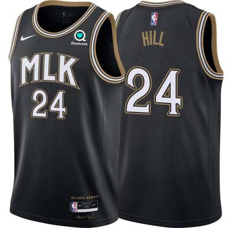 Black_City Cleo Hill Hawks #24 Twill Basketball Jersey FREE SHIPPING