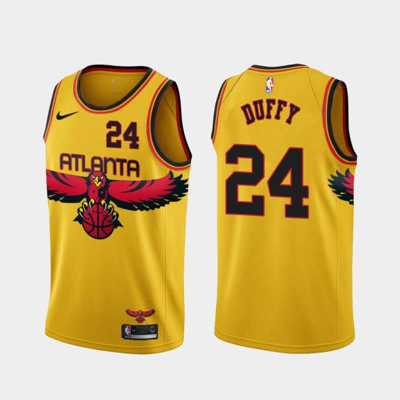 Yellow_City Bob Duffy Hawks #24 Twill Basketball Jersey FREE SHIPPING