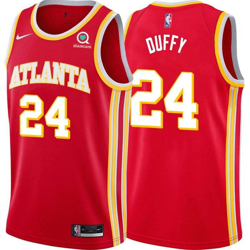 Torch_Red Bob Duffy Hawks #24 Twill Basketball Jersey FREE SHIPPING