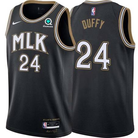 Black_City Bob Duffy Hawks #24 Twill Basketball Jersey FREE SHIPPING