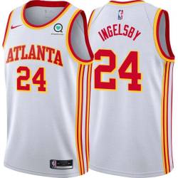 White Tom Ingelsby Hawks #24 Twill Basketball Jersey FREE SHIPPING