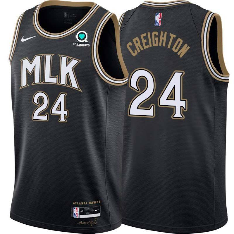 Black_City Jim Creighton Hawks #24 Twill Basketball Jersey FREE SHIPPING