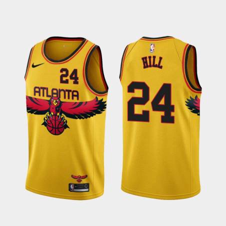 Yellow_City Armond Hill Hawks #24 Twill Basketball Jersey FREE SHIPPING