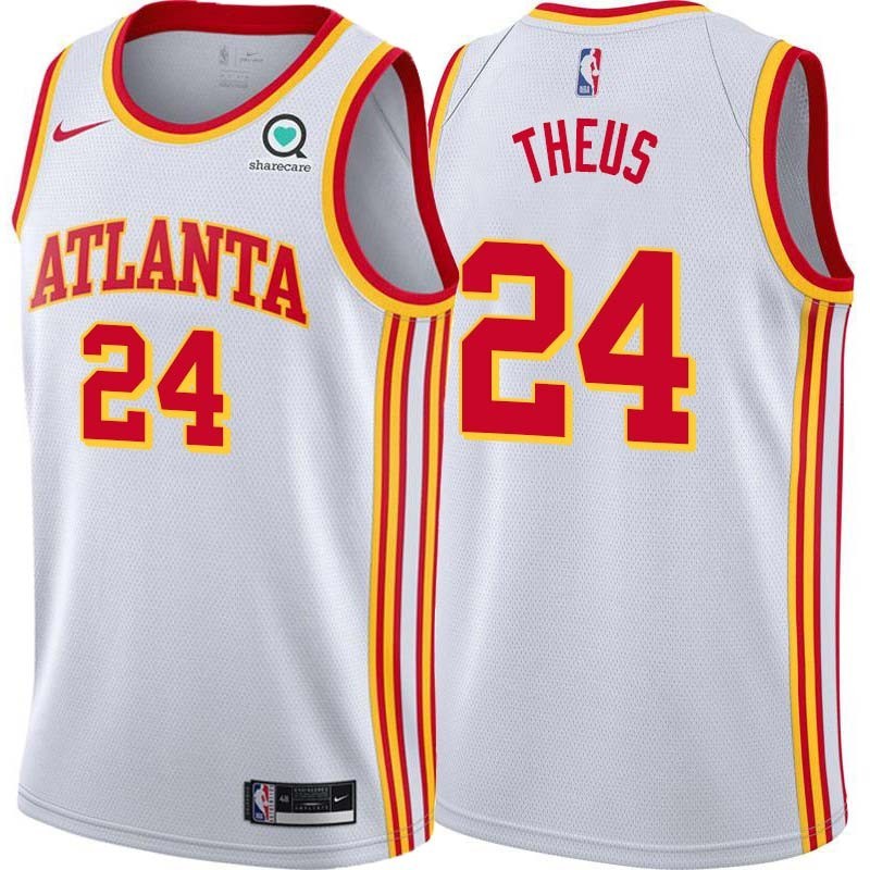 White Reggie Theus Hawks #24 Twill Basketball Jersey FREE SHIPPING