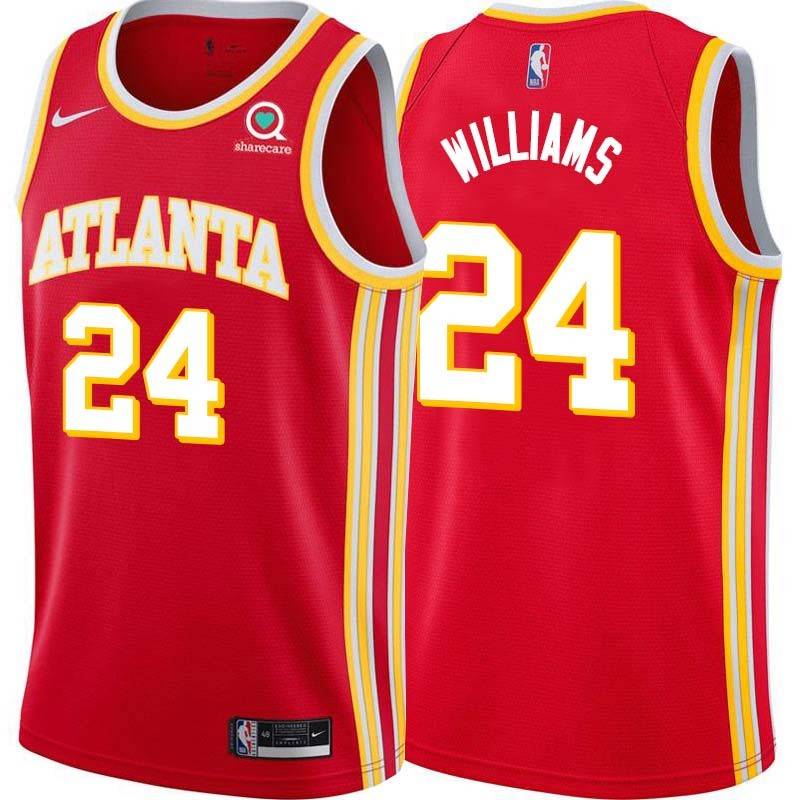 Torch_Red Marvin Williams Hawks #24 Twill Basketball Jersey FREE SHIPPING