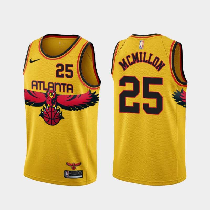 Yellow_City Shellie McMillon Hawks #25 Twill Basketball Jersey FREE SHIPPING