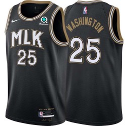 Black_City Jim Washington Hawks #25 Twill Basketball Jersey FREE SHIPPING