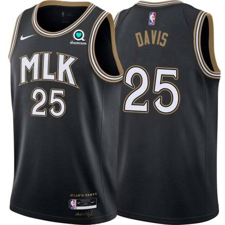 Black_City Jim Davis Hawks #25 Twill Basketball Jersey FREE SHIPPING