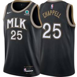 Black_City Len Chappell Hawks #25 Twill Basketball Jersey FREE SHIPPING