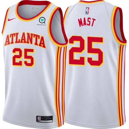 White Eddie Mast Hawks #25 Twill Basketball Jersey FREE SHIPPING