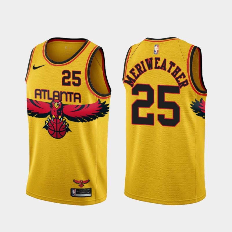 Yellow_City Joe Meriweather Hawks #25 Twill Basketball Jersey FREE SHIPPING