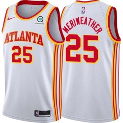 White Joe Meriweather Hawks #25 Twill Basketball Jersey FREE SHIPPING