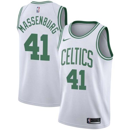 White Tony Massenburg Twill Basketball Jersey -Celtics #41 Massenburg Twill Jerseys, FREE SHIPPING