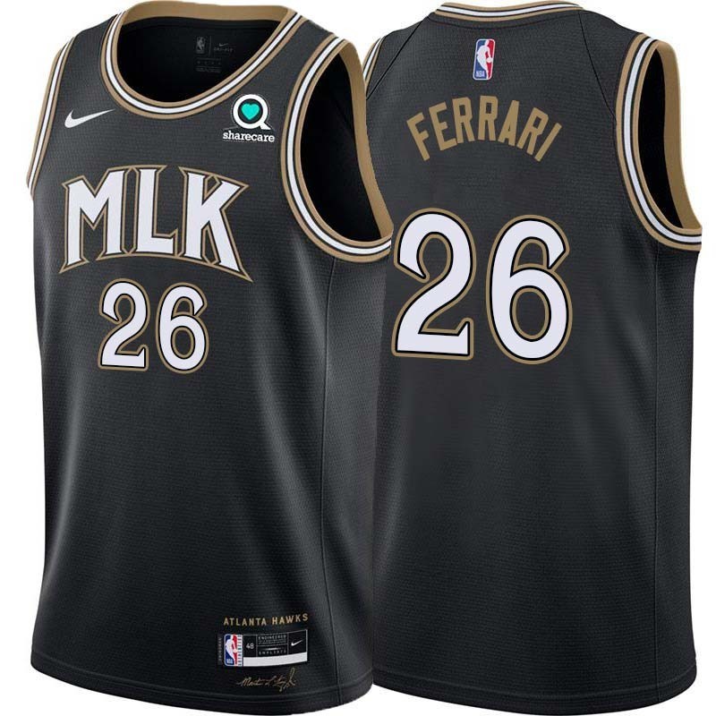 Black_City Al Ferrari Hawks #26 Twill Basketball Jersey FREE SHIPPING