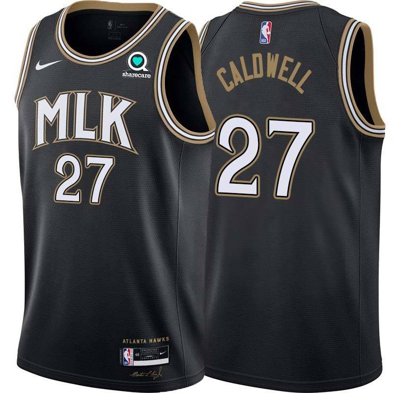 Black_City Joe Caldwell Hawks #27 Twill Basketball Jersey FREE SHIPPING