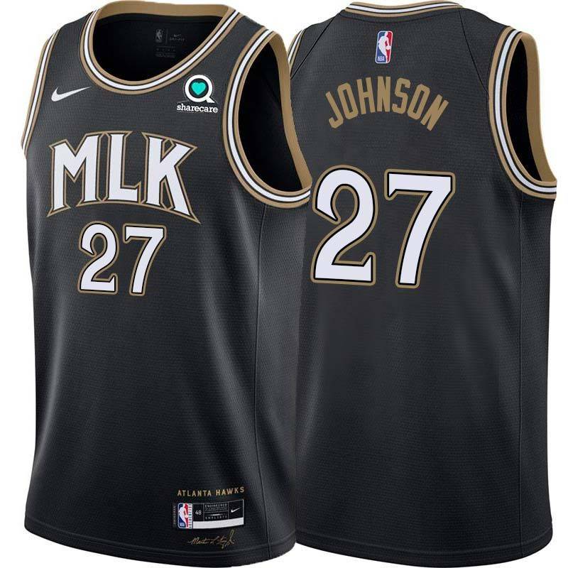 Black_City Ollie Johnson Hawks #27 Twill Basketball Jersey FREE SHIPPING