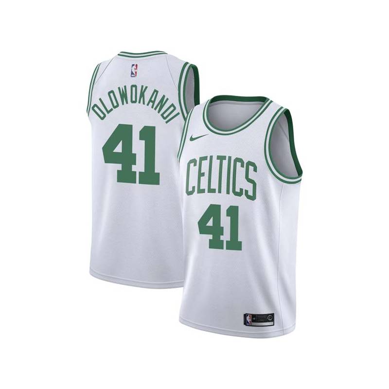 White Michael Olowokandi Twill Basketball Jersey -Celtics #41 Olowokandi Twill Jerseys, FREE SHIPPING