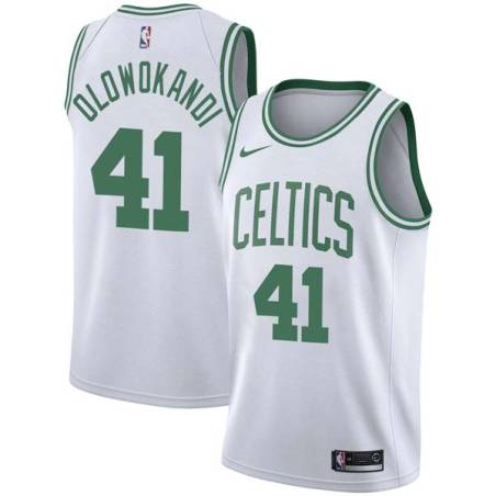 White Michael Olowokandi Twill Basketball Jersey -Celtics #41 Olowokandi Twill Jerseys, FREE SHIPPING