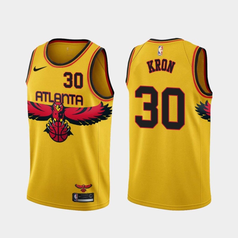 Yellow_City Tommy Kron Hawks #30 Twill Basketball Jersey FREE SHIPPING