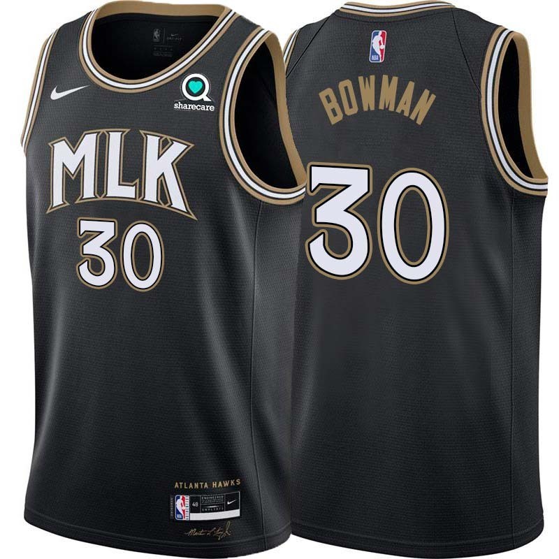 Black_City Ira Bowman Hawks #30 Twill Basketball Jersey FREE SHIPPING