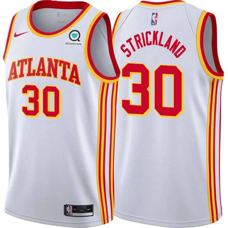 White Mark Strickland Hawks #30 Twill Basketball Jersey FREE SHIPPING