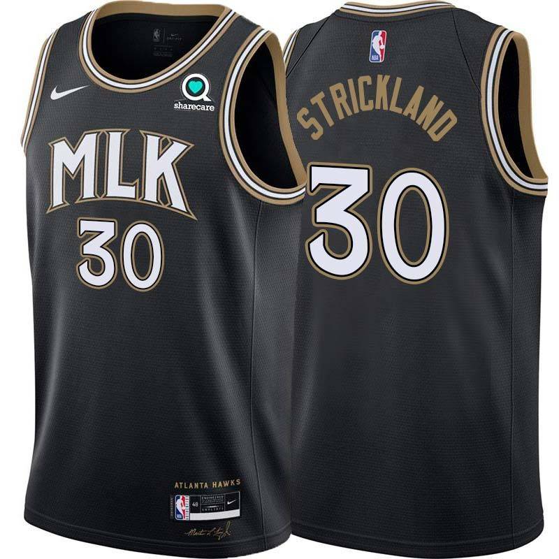 Black_City Mark Strickland Hawks #30 Twill Basketball Jersey FREE SHIPPING