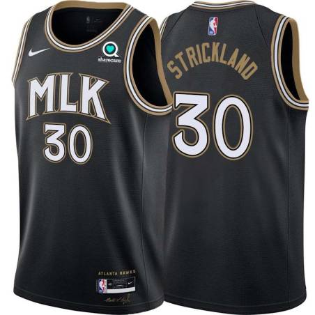 Black_City Mark Strickland Hawks #30 Twill Basketball Jersey FREE SHIPPING