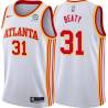 White Zelmo Beaty Hawks #31 Twill Basketball Jersey FREE SHIPPING