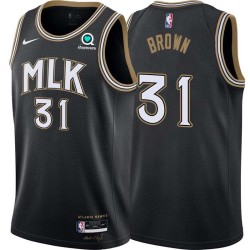 Black_City Rickey Brown Hawks #31 Twill Basketball Jersey FREE SHIPPING