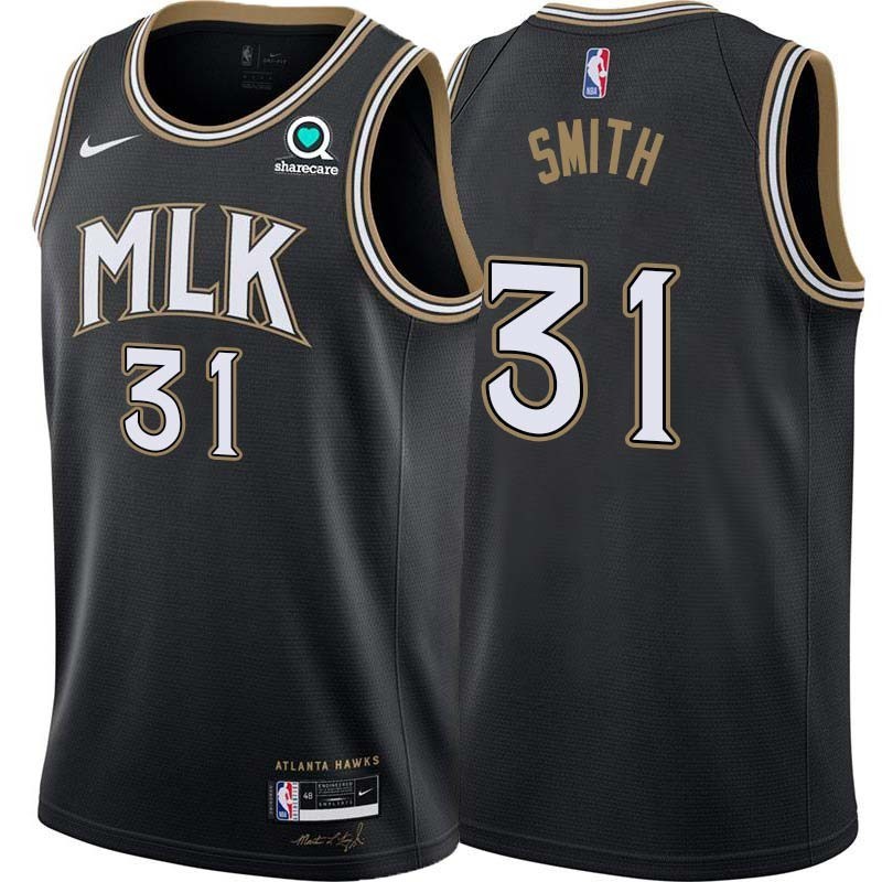 Black_City Kenny Smith Hawks #31 Twill Basketball Jersey FREE SHIPPING