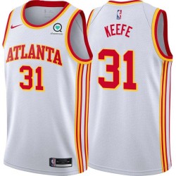 White Adam Keefe Hawks #31 Twill Basketball Jersey FREE SHIPPING