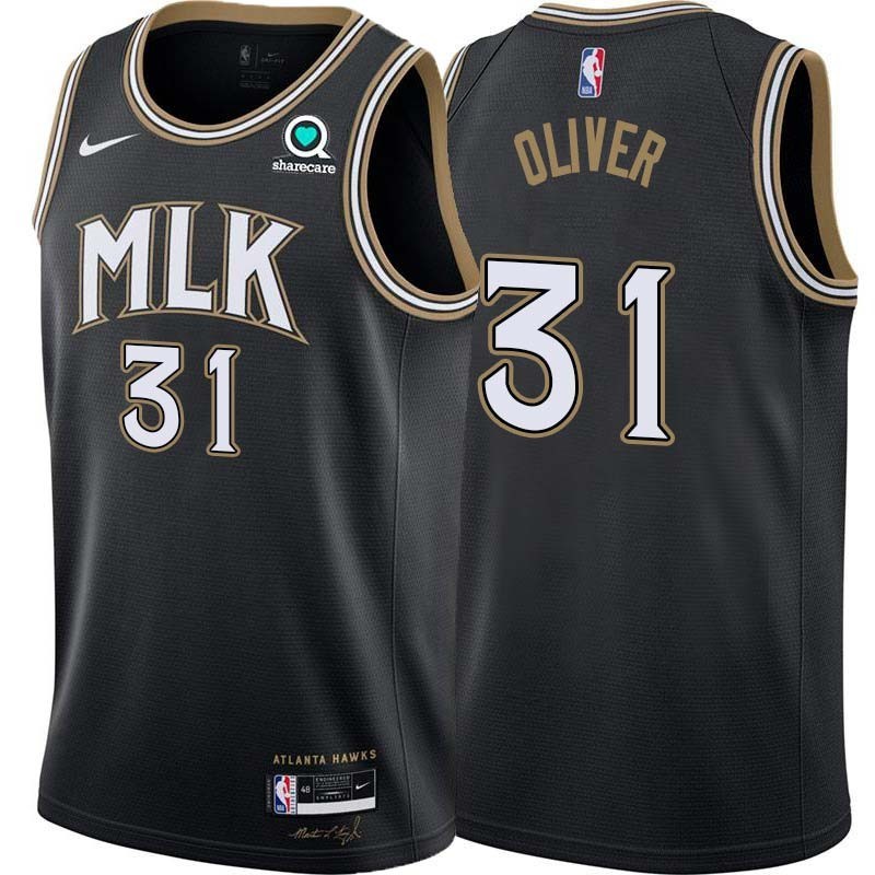 Black_City Brian Oliver Hawks #31 Twill Basketball Jersey FREE SHIPPING