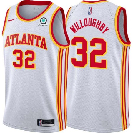 White Bill Willoughby Hawks #32 Twill Basketball Jersey FREE SHIPPING