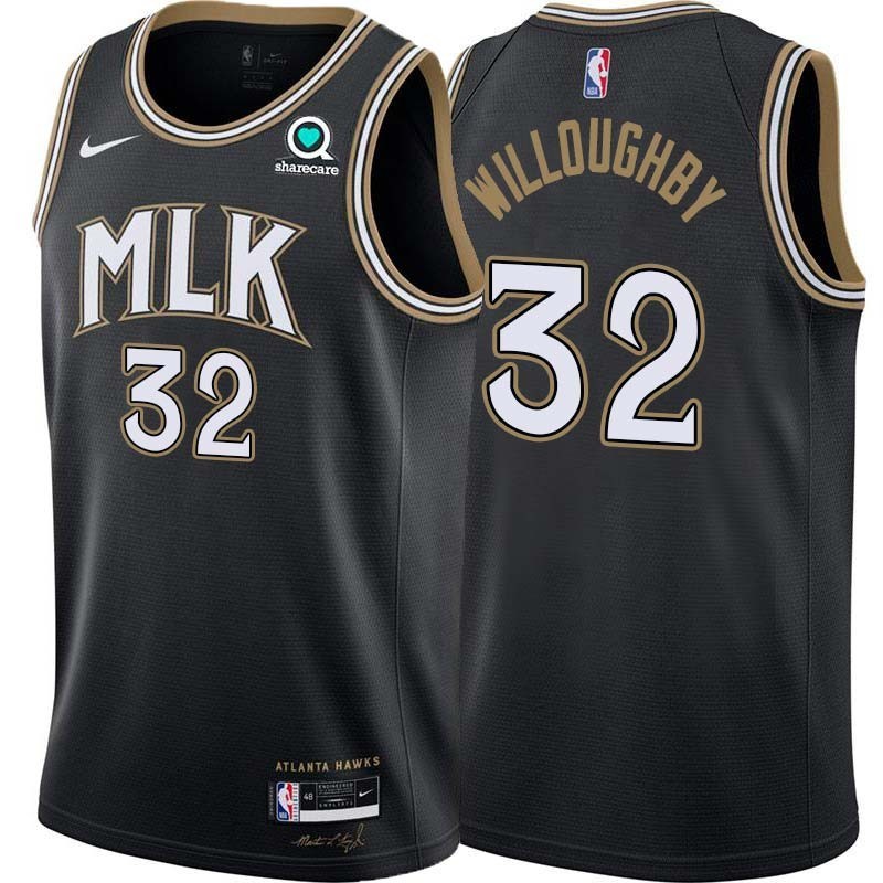 Black_City Bill Willoughby Hawks #32 Twill Basketball Jersey FREE SHIPPING