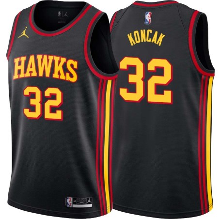 Black Jon Koncak Hawks #32 Twill Basketball Jersey FREE SHIPPING