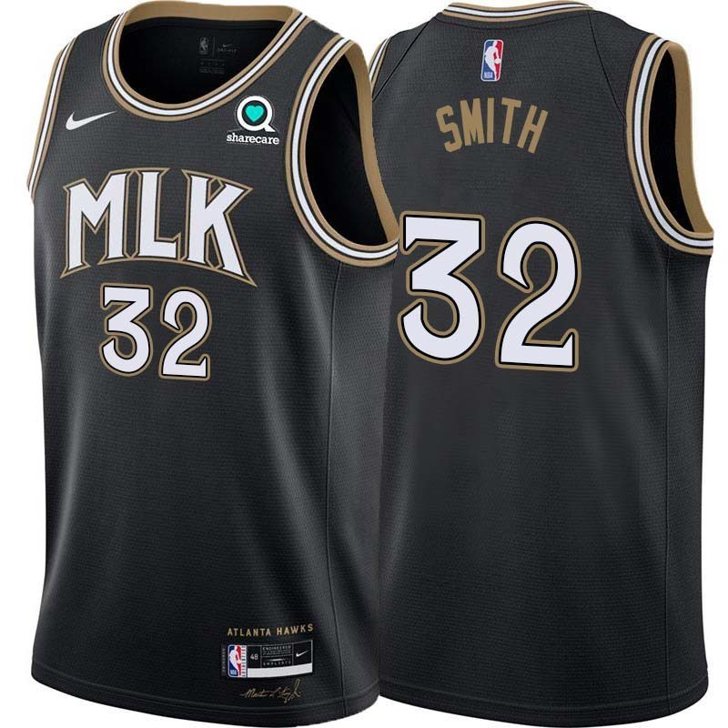 Black_City Joe Smith Hawks #32 Twill Basketball Jersey FREE SHIPPING