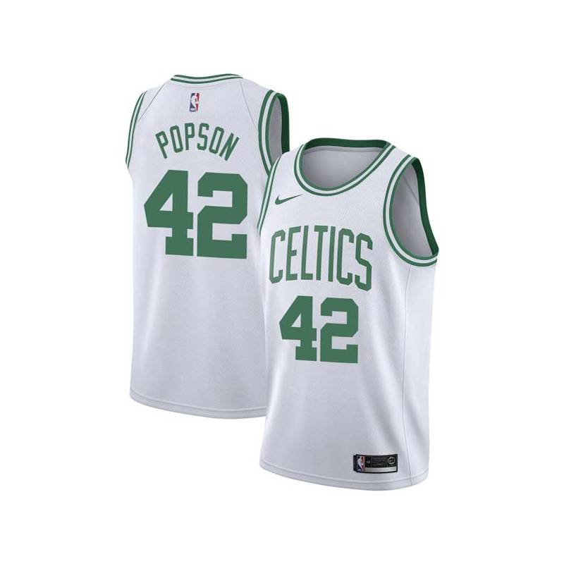 White Dave Popson Twill Basketball Jersey -Celtics #42 Popson Twill Jerseys, FREE SHIPPING