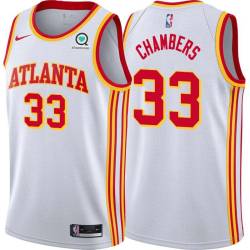 White Jerry Chambers Hawks #33 Twill Basketball Jersey FREE SHIPPING