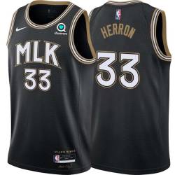 Black_City Keith Herron Hawks #33 Twill Basketball Jersey FREE SHIPPING