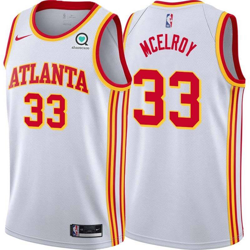 White Jim McElroy Hawks #33 Twill Basketball Jersey FREE SHIPPING