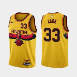 Yellow_City Antoine Carr Hawks #33 Twill Basketball Jersey FREE SHIPPING