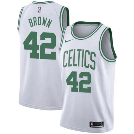 White Kedrick Brown Twill Basketball Jersey -Celtics #42 Brown Twill Jerseys, FREE SHIPPING