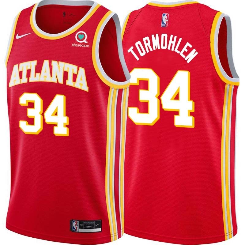 Torch_Red Gene Tormohlen Hawks #34 Twill Basketball Jersey FREE SHIPPING