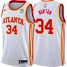 White Ed Burton Hawks #34 Twill Basketball Jersey FREE SHIPPING